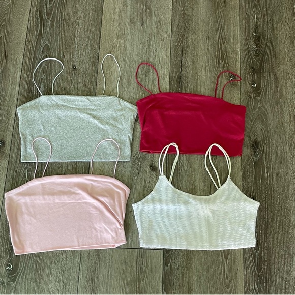 SHEIN Bundle set of 4 Flirla Solid Color Cropped Camisole Tops Size Small/Medium - Picture 1 of 7